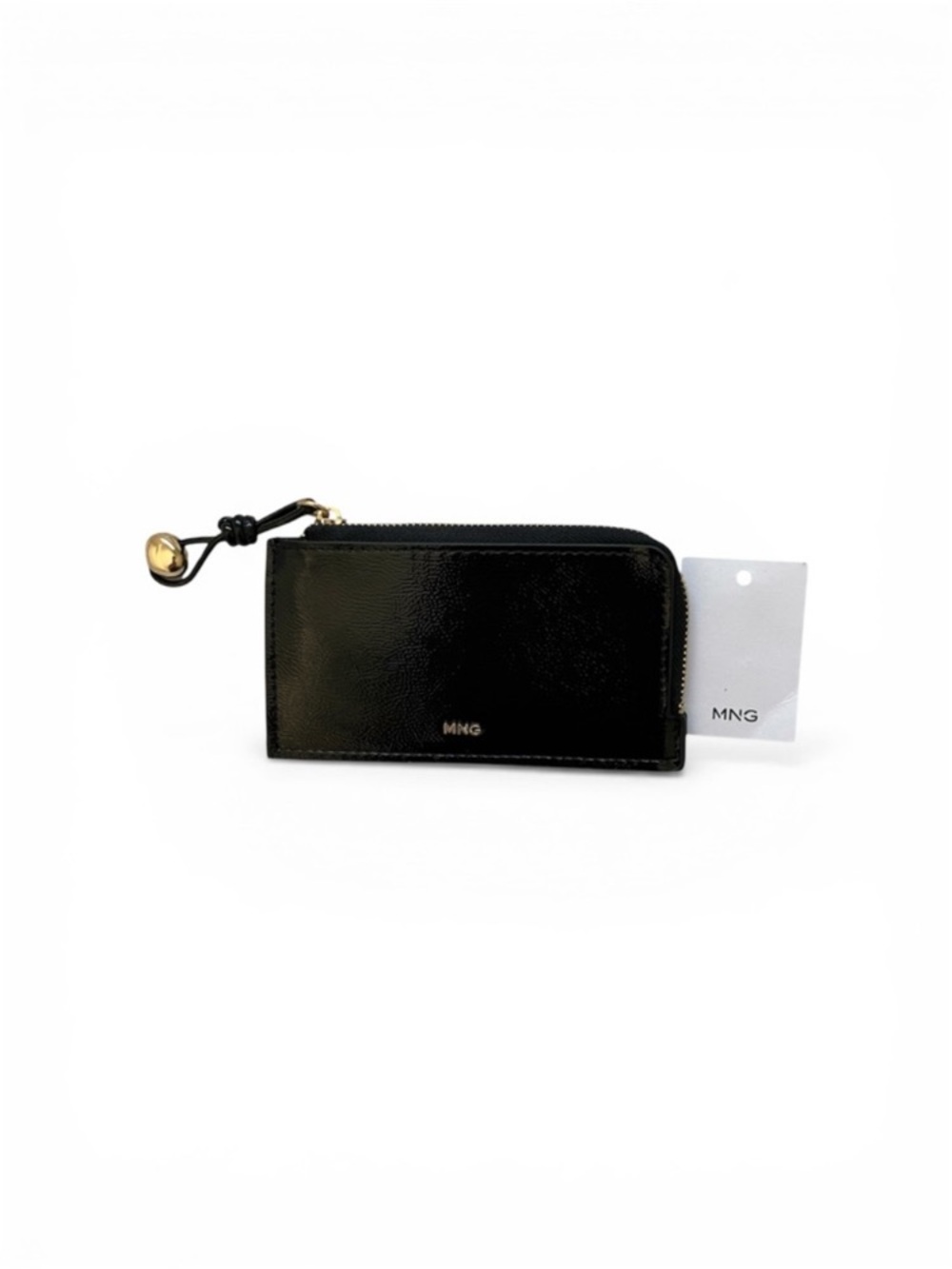 Mango Black Patent Trim Zip Wallet with Gold Accent ✨